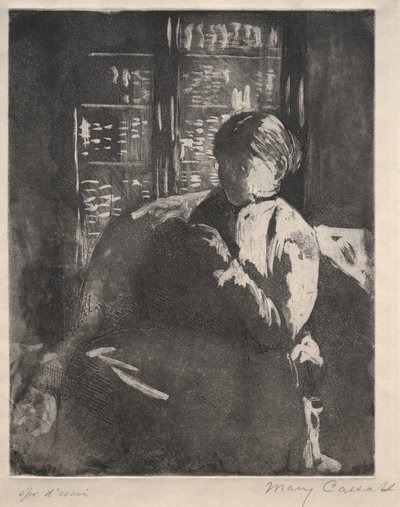 Stricken in der Bibliothek von Mary Cassatt