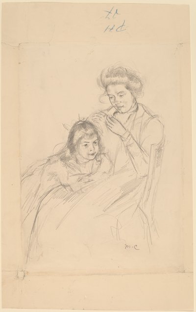 Margot lehnt sich an Reines Knie von Mary Cassatt