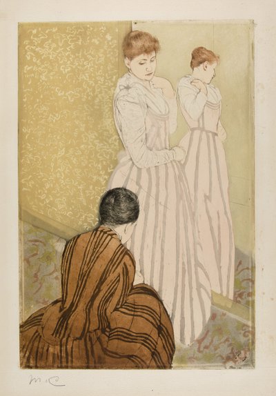 Die Anprobe, 1890-91 von Mary Cassatt