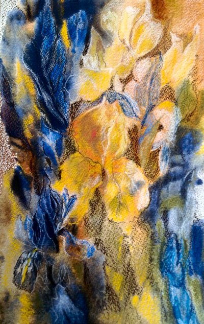 Goldene und blaue Iris von Mary Smith