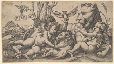 Putti und Löwen von Master FG