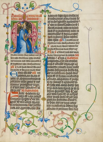 Initiale A: König David auf dem Thron von Master Michael
