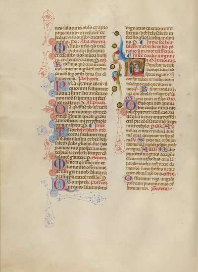 Initiale L: Heilige Cäcilia von Master of the Brussels Initials