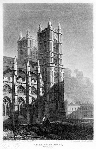 Westliche Türme, Westminster Abbey, London, 1815 von Matthews