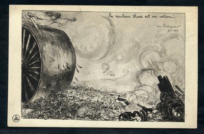 Postkarte, Satirisch in Schwarz-Weiß von Maurice Radiguet