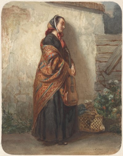 Stehende Frau mit Gitarre von Maurits Leon