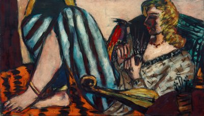 Frau mit rotem Hahn von Max Beckmann