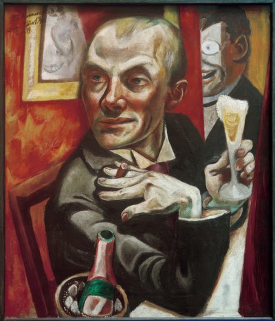 Selbstbildnis mit Sektglas von Max Beckmann