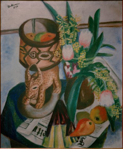 Stilleben mit afrikanischer Plastik von Max Beckmann