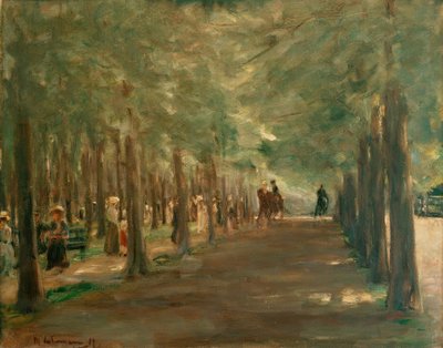 Allee im Tiergarten mit Reitern und Spaziergängern von Max Liebermann