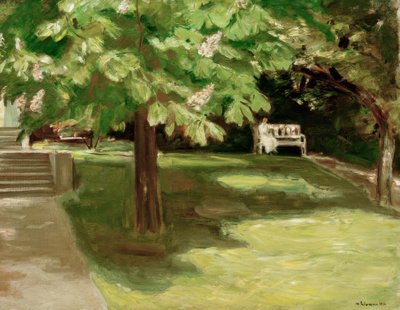 Gartenbank unter dem Kastanienbaum – Blühende Kastanien von Max Liebermann