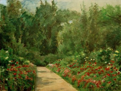 Gartenbeete mit Weg und Blumen von Max Liebermann
