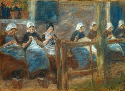 Mädchen beim Nähen in Huizen von Max Liebermann