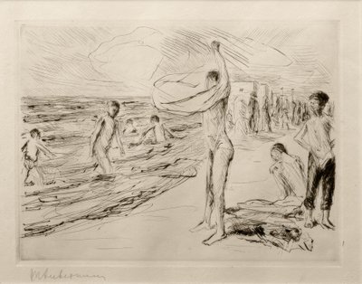 Badende Knaben im Wind von Max Liebermann