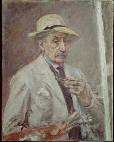 Selbstbildnis mit Malkittel und Hut von Max Liebermann