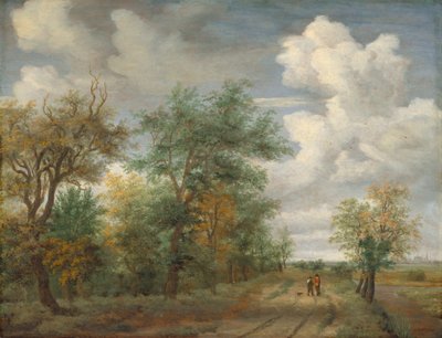 Waldlandschaft mit Figuren, ca. 1658. von Meindert Hobbema