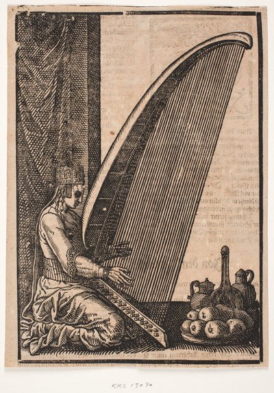 Weibliche Harfenspielerin von Melchior Lorck