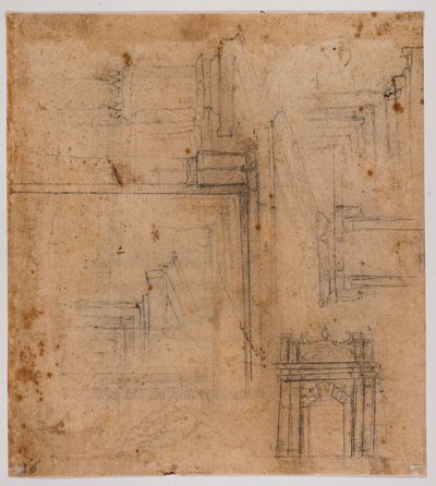 Skizzen von Türen und Fenstern von Michelangelo Buonarroti