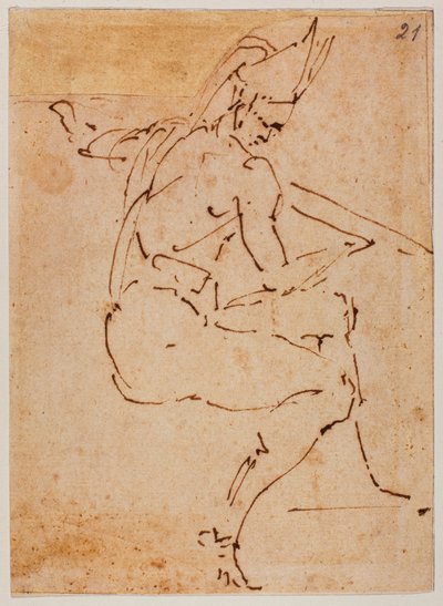 Studie für eine sitzende Figur von Michelangelo Buonarroti