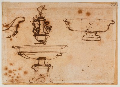 Drei Brunnenentwürfe von Michelangelo Buonarroti