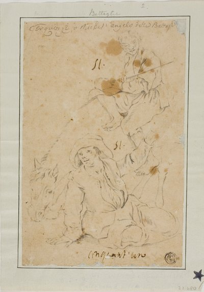 Zwei Bauern mit Esel von Michelangelo Cerquozzi