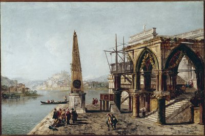 Imaginäre Ansicht mit Obelisk (Öl auf Leinwand) von Michele Marieschi