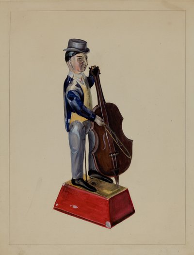 Mann mit Cello von Mina Lowry
