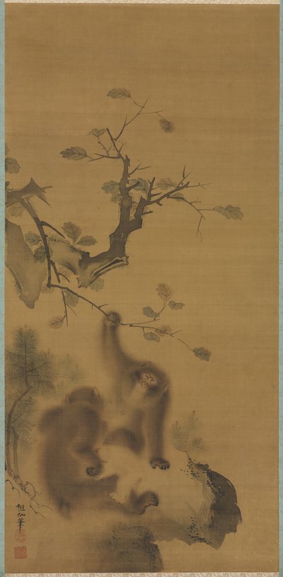 Affen auf einem Felsvorsprung, 1615-1868 von Mori Sosen