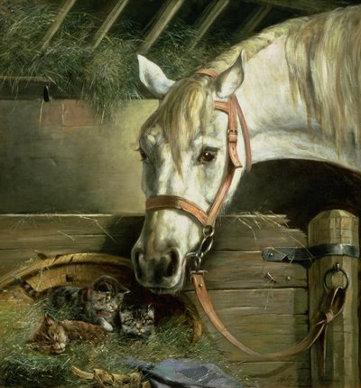 Pferd und Kätzchen, 1890 von Moritz Muller