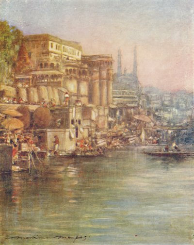 Das Flussufer, Benares, 1905 von Mortimer Ludington Menpes