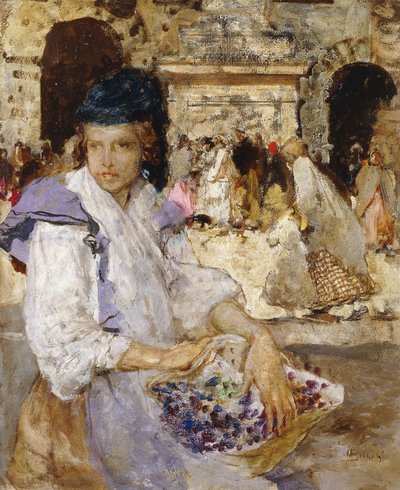 Die Blumenverkäuferin von Mose Bianchi