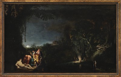 Mondscheinlandschaft mit mythologischem (?) Motiv von Moyses van Wtenbrouck