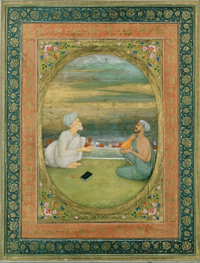 Ein Mullah und ein Musiker, um 1640-1650 von Mughal School