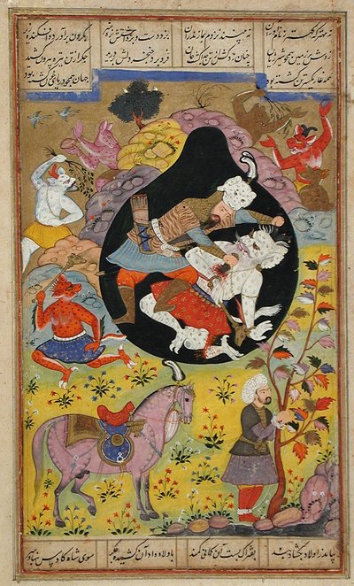 Rustam tötet den Weißen Div, 1608 von Mughal School