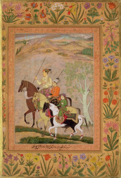 Drei Prinzen auf der Jagd, ca. 1635 von Mughal School