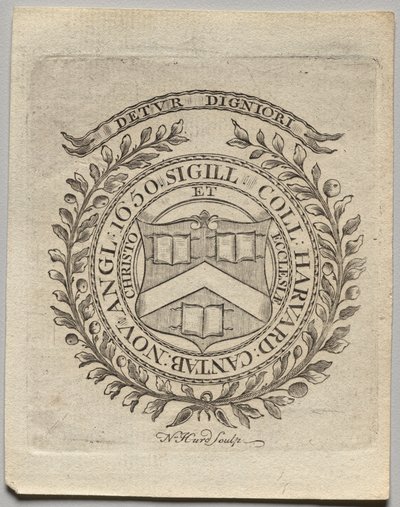 Exlibris: Siegel des Harvard College von Nathaniel Hurd