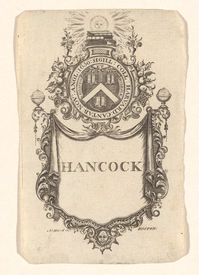 Exlibris des Harvard College (Hancock) von Nathaniel Hurd