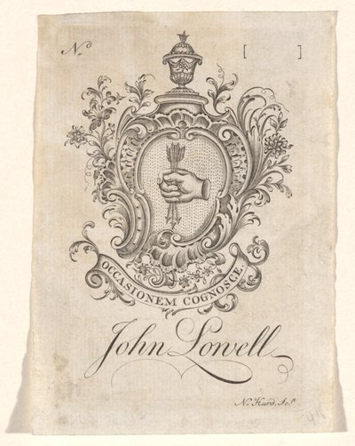 Exlibris von John Lowell von Nathaniel Hurd
