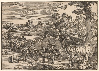 Landschaft mit einer Milchmagd, ca. 1525 von Niccolo Boldrini