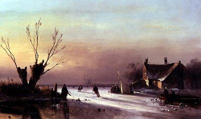 Abendszene auf Eis von Nicholas Jan Roosenboom