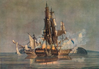 Die letzte französisch-britische Fregattenschlacht, um 1815 von Nicholas Pocock
