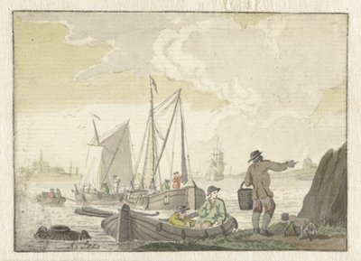 Flussansicht mit Schiffen von Nicolaes Aartman