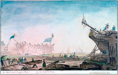 Schiffstaufe in Brest, um 1750-1810 von Nicolas Marie Ozanne