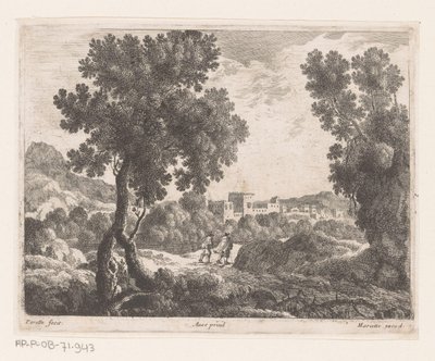 Landschaft mit zwei Spaziergängern von Nicolas Perelle