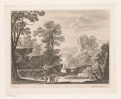 Fischer auf Felsen am Fluss von Nicolas Perelle