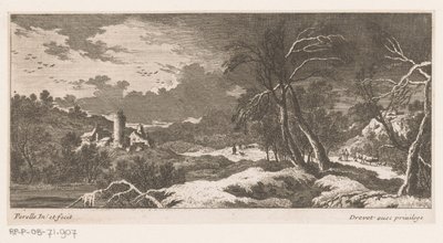 Winterlandschaft mit Häusern und Turm von Nicolas Perelle