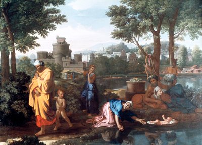Die Aussetzung des Moses, 1654 von Nicolas Poussin