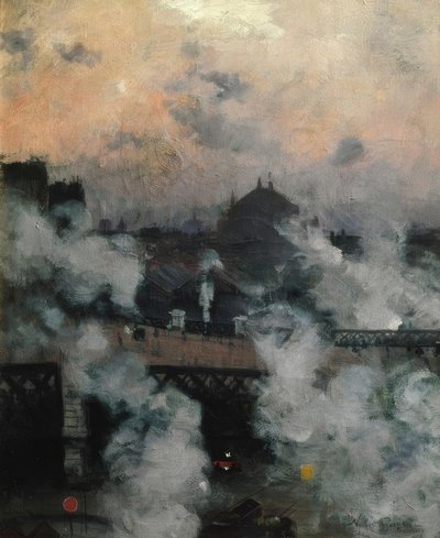 Die Brücke von Europa bei Nacht von Norbert Goeneutte