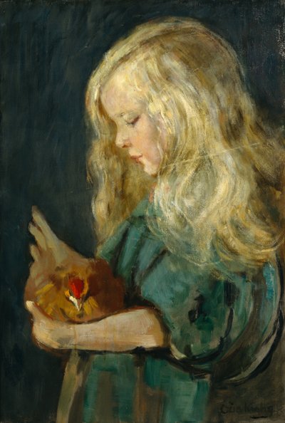 Mädchen mit Henne von Oda Krohg
