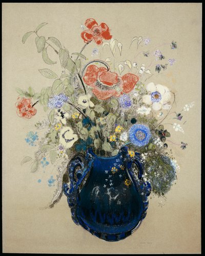 Eine Vase mit blauen Blumen, ca. 1905-08 von Odilon Redon